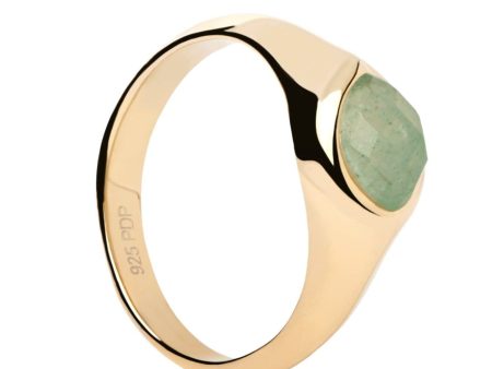 PDPaola Green Aventurine Nomad Stamp Ring Online Hot Sale