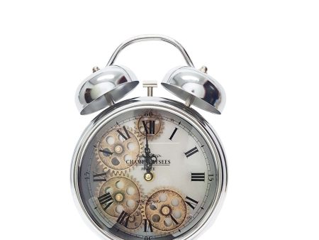 Madame Argent alarm moving cogs bedside clock - silver Supply